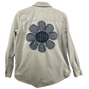 The Scrappy Camper Womens Button Shirt Sz M Upcycled Quilted Daisy Floral Boho